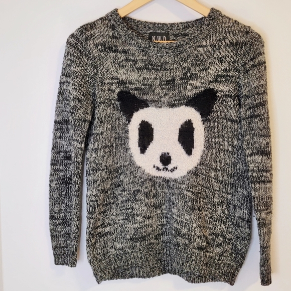 Knit Panda Sweater (Medium) - Black & Grey - Picture 2 of 9